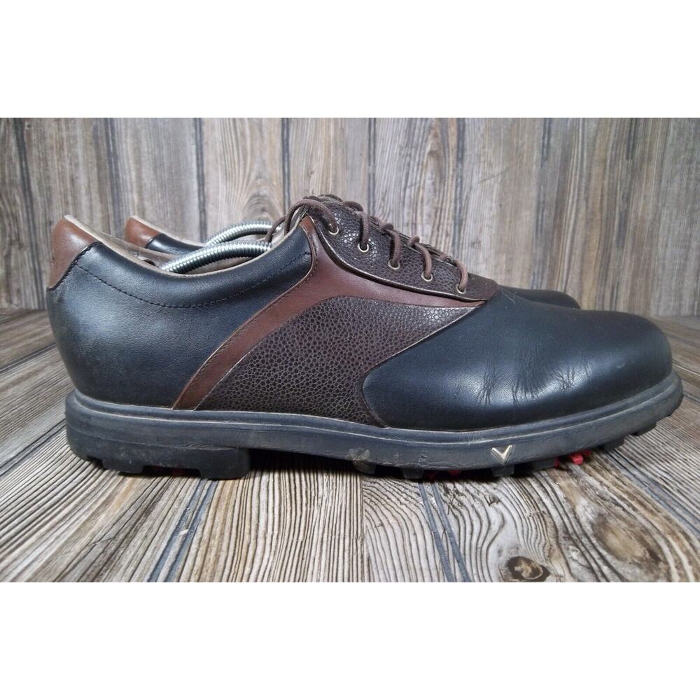 Callaway Faux Leather Golf Shoes‎ Black Brown Saddle Classic Retro Men Sz 13